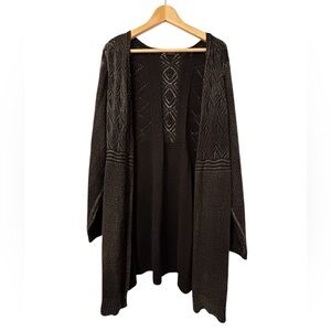 Torrid Distressed Black Cotton Knit Long Cardigan Sweater Sz 0